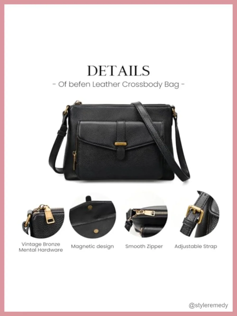 Genuine Leather Crossbody Bag Purse with RFID Wallet for Women